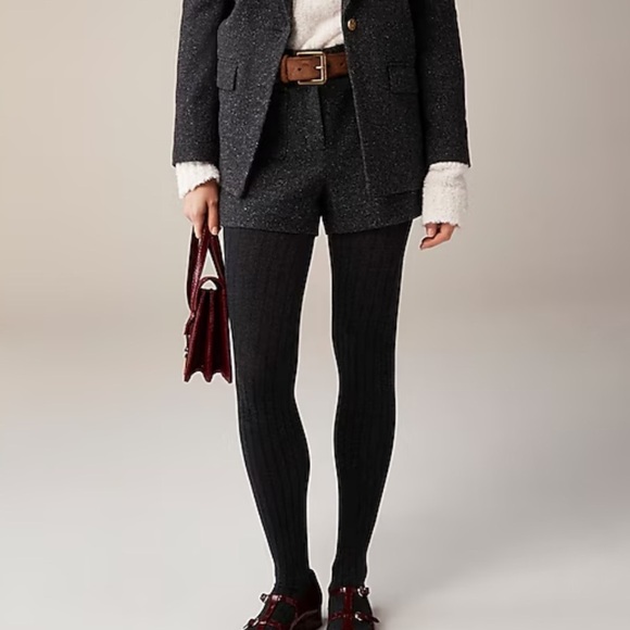 NWOT J crew heather charcoal Ribbed tights - Picture 2 of 4